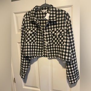 Black and white cropped mimosa jacket